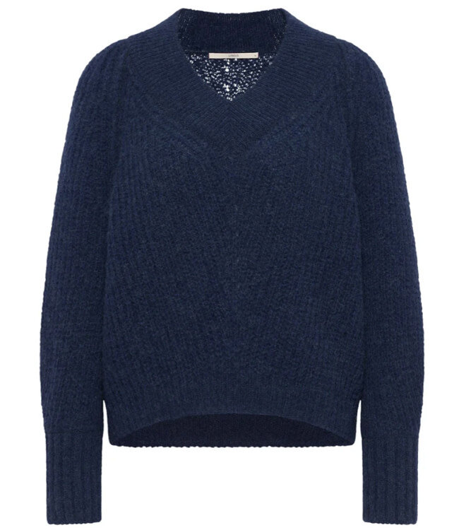 LANIUS wijde v-hals alpaca trui KAMALA PURPLE BLUE