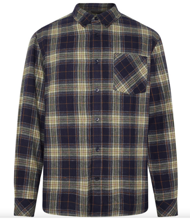 Geruit overhemd flanel WISSE BLUE biologisch katoen KCA