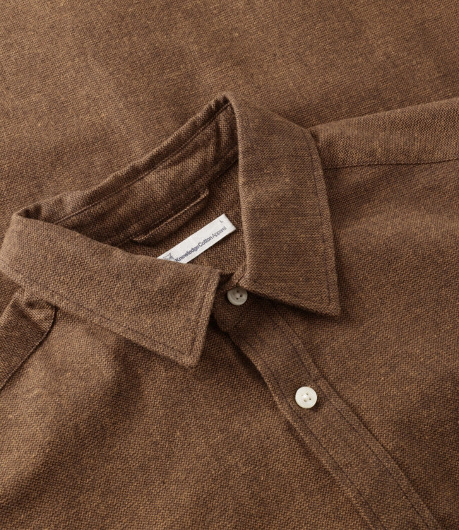 Overhemd fishbone flanel DIRK CHOCO biologisch katoen KCA