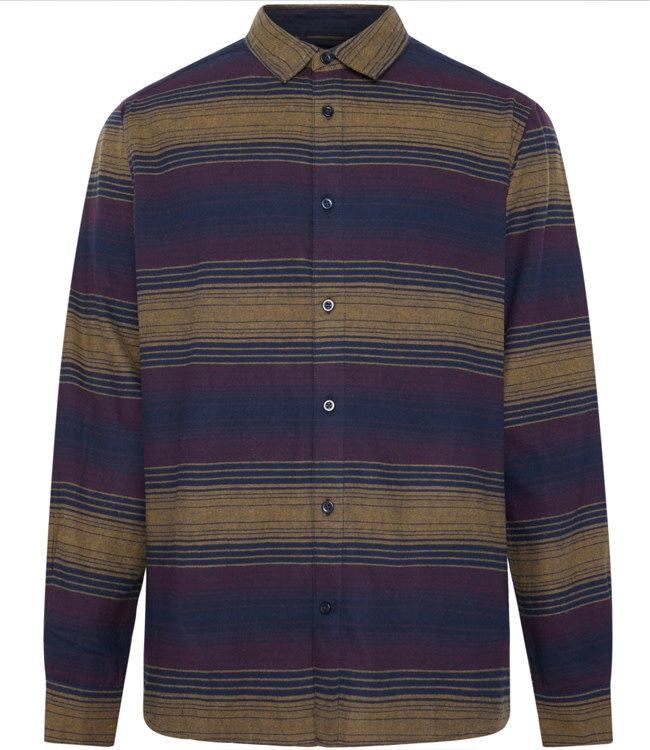 Gestreept overhemd flanel MIK NAVY biologisch katoen KCA