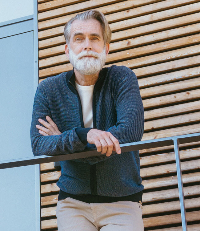 LIVING CRAFTS heren vest met rits LEO BLUE biologisch katoen