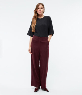 GIVN GIVN high waist broek BEA BURGUNDY biologisch katoen flanel