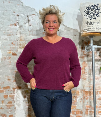 Les Racines du Ciel LES RACINES DU CIEL 100% alpaca trui met v-hals DORIANE PLUM