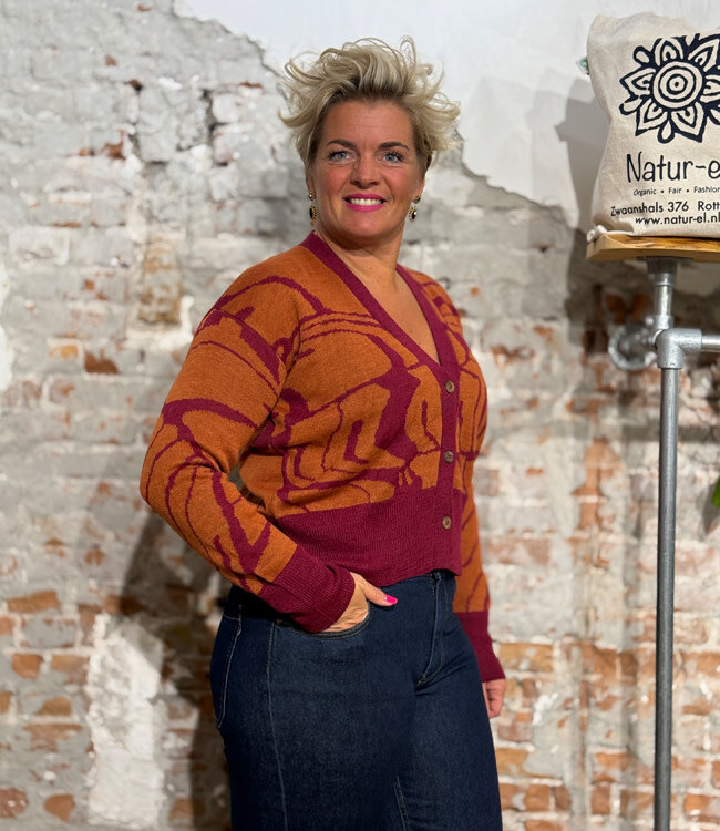 ANUKOO wollen vest ZEBRA FRAMBOOS 100% alpaca