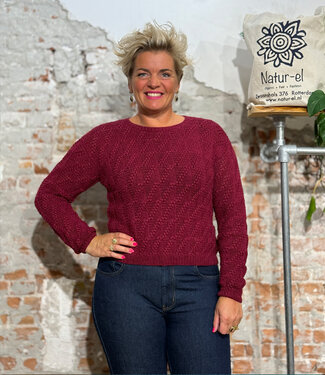 Anukoo ANUKOO wollen kabeltrui MINA FRAMBOOS 100% alpaca