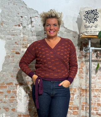 Anukoo ANUKOO wollen overslag vest JAQUARD MASALA 100% alpaca