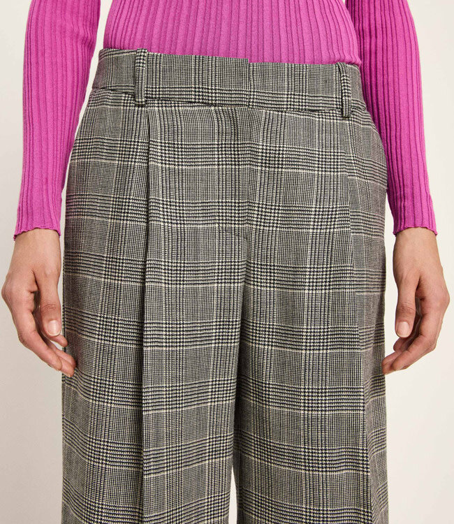 LANIUS wollen pantalon LOIZA CHECKS met bandplooi