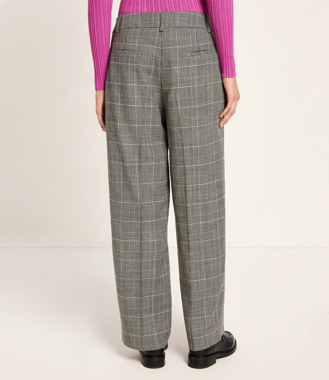 LANIUS wollen pantalon LOIZA CHECKS met bandplooi