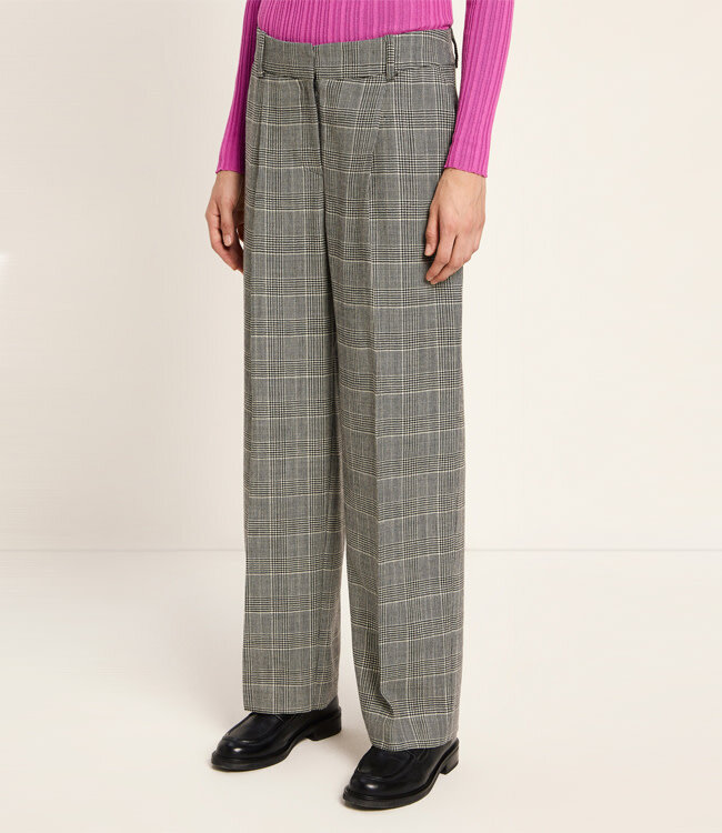 LANIUS wollen pantalon LOIZA CHECKS met bandplooi