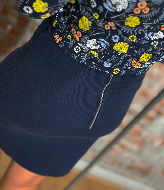 MADNESS a-lijn rok BRIGIT BLUE biologisch katoen ribbel