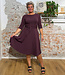 ANUKOO jurk met ceintuur TESS AUBERGINE biokatoen