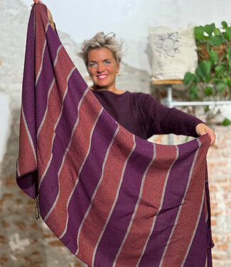 Anukoo ANUKOO sjaal omslagdoek 100% alpaca STRIPES FUCHSIA