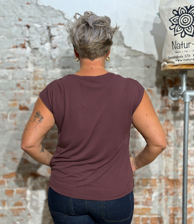 RECOLUTION shirt met kapmouw MITHILA PLUM ecovero