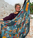HIMALAYA wol zijde sjaal met print PETROL FLOWERS