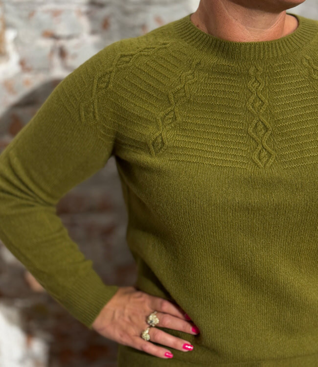 HARLEY Wollen kabel trui TIRZA MOSS merino cashmere
