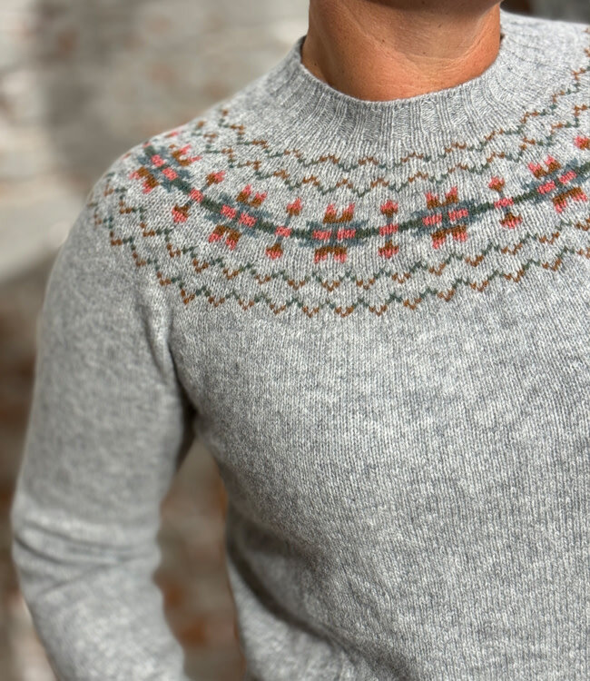 HARLEY korte wollen fairisle trui SYL GREY van pure wol