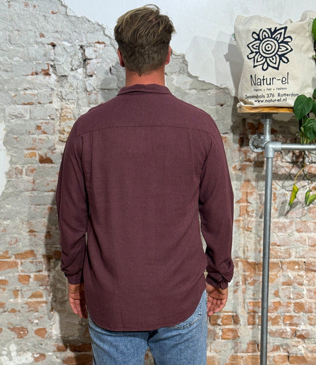RECOLUTION overhemd NUTMEG PLUM ecovero linnen