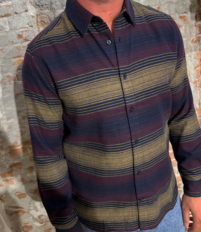 Gestreept overhemd flanel MIK NAVY biologisch katoen KCA