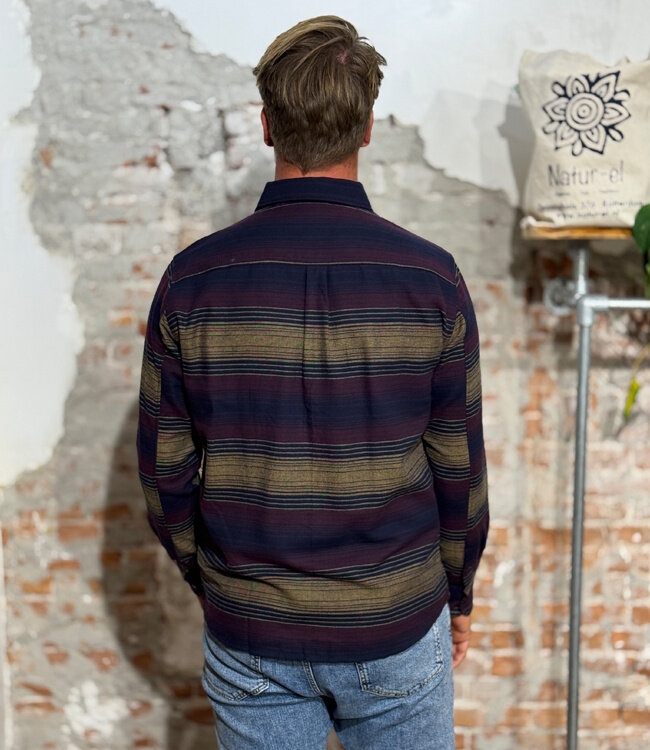 Gestreept overhemd flanel MIK NAVY biologisch katoen KCA