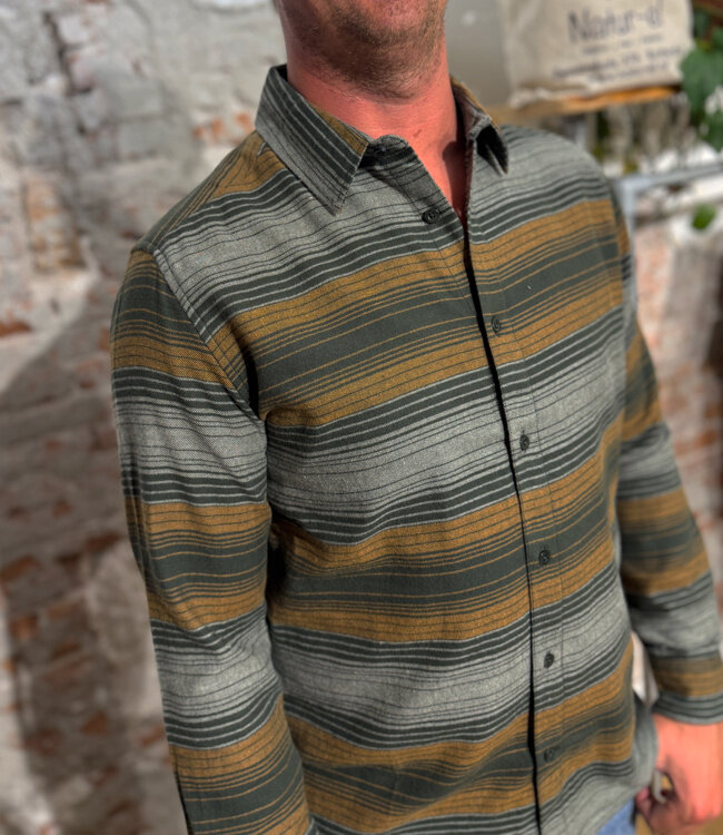 Gestreept overhemd flanel MIK GREEN biologisch katoen KCA