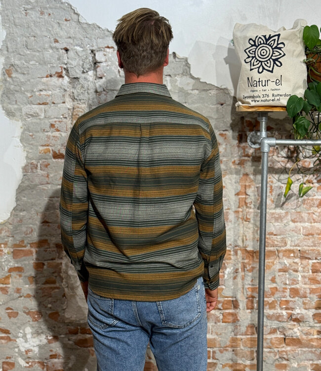 Gestreept overhemd flanel MIK GREEN biologisch katoen KCA