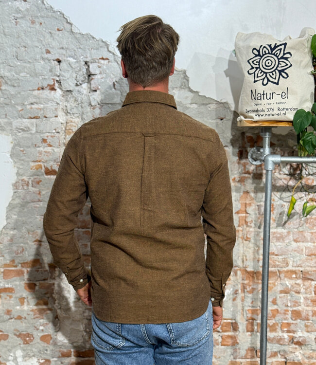 Overhemd fishbone flanel DIRK CHOCO biologisch katoen KCA