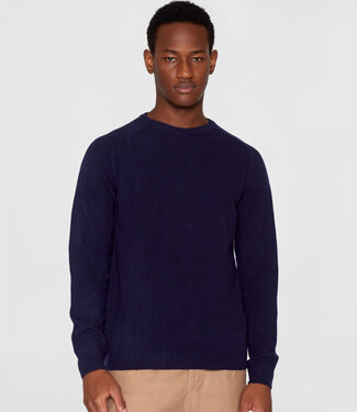 KnowledgeCottonApparel Wollen trui RUUD NAVY 100% biologische lamswol KCA