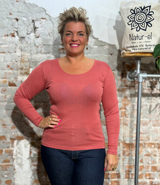Hocosa HOCOSA wollen longsleeve van wol en zijde dames OUD ROZE