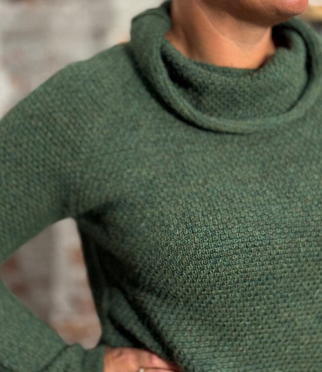Wollen trui met col van 100% alpaca EVA GREEN