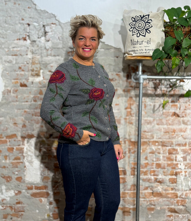 Wollen vest van 100% alpaca ROSES GREY