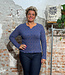 Tranquillo TRANQUILLO v-hals trui ZARA BLUE met print biologisch katoen