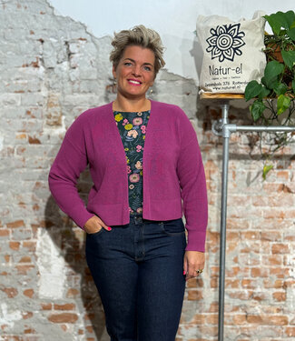 Recolution RECOLUTION openvallend vest INGA PINK biologisch katoen