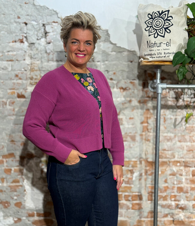 RECOLUTION openvallend vest INGA PINK biologisch katoen