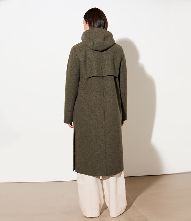 LANGERCHEN lange wollen trenchcoat MILPORT OLIVE