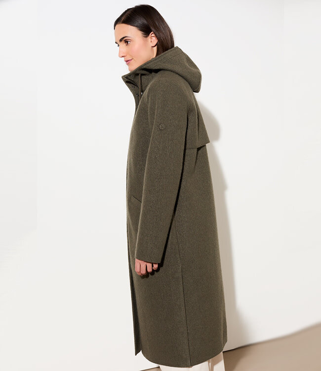 LANGERCHEN lange wollen trenchcoat MILPORT OLIVE