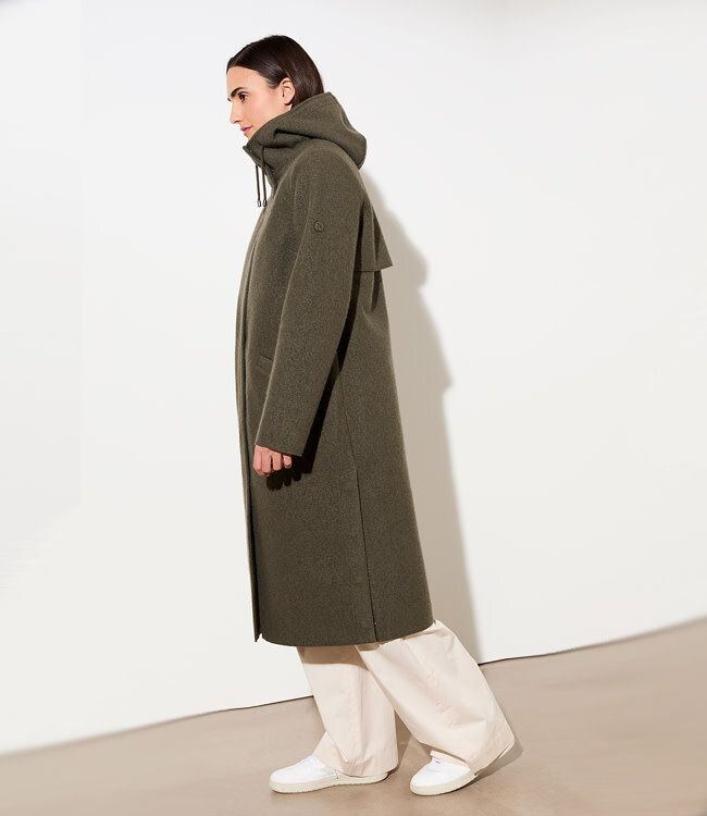 LANGERCHEN lange wollen trenchcoat MILPORT OLIVE