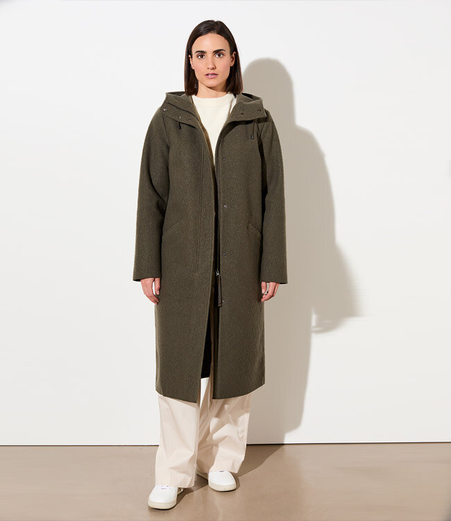 LANGERCHEN lange wollen trenchcoat MILPORT OLIVE