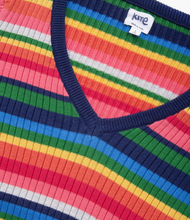 KITE gebreide trui v-hals TRUDI MULTI van biologisch katoen