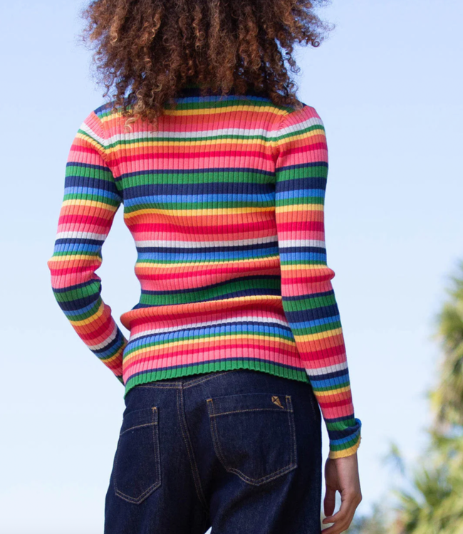 KITE gebreide trui v-hals TRUDI MULTI van biologisch katoen