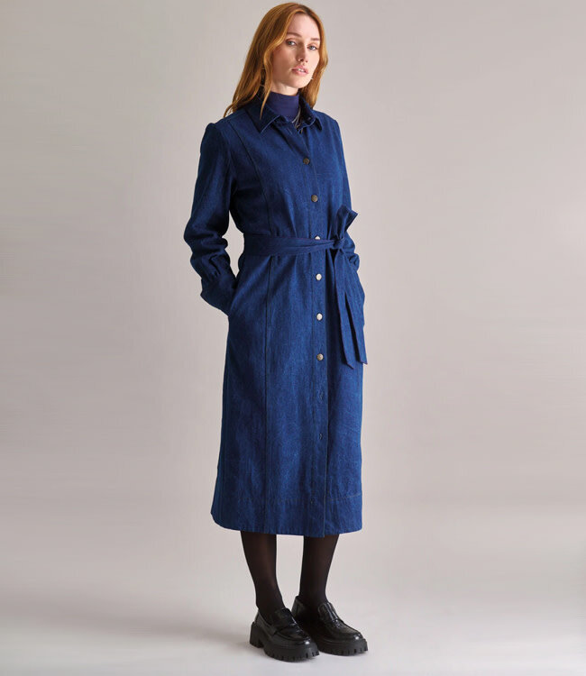 KOMODO denim jurk HARITI met ceintuur en knopen