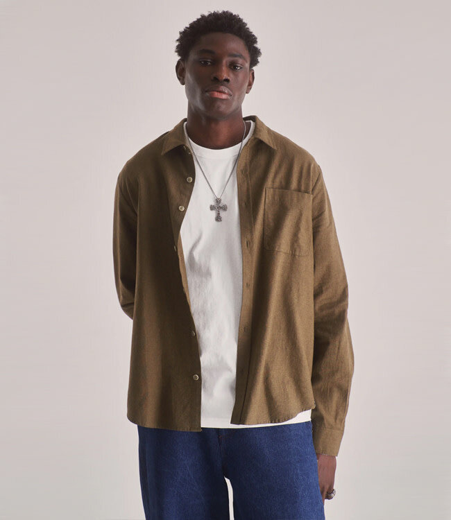 KOMODO effen overhemd SPECTRE biologisch katoen flanel