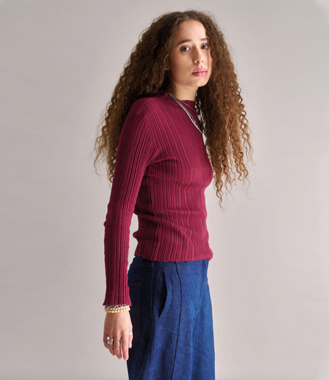 KOMODO rib trui  MUNI WINE van biologisch katoen