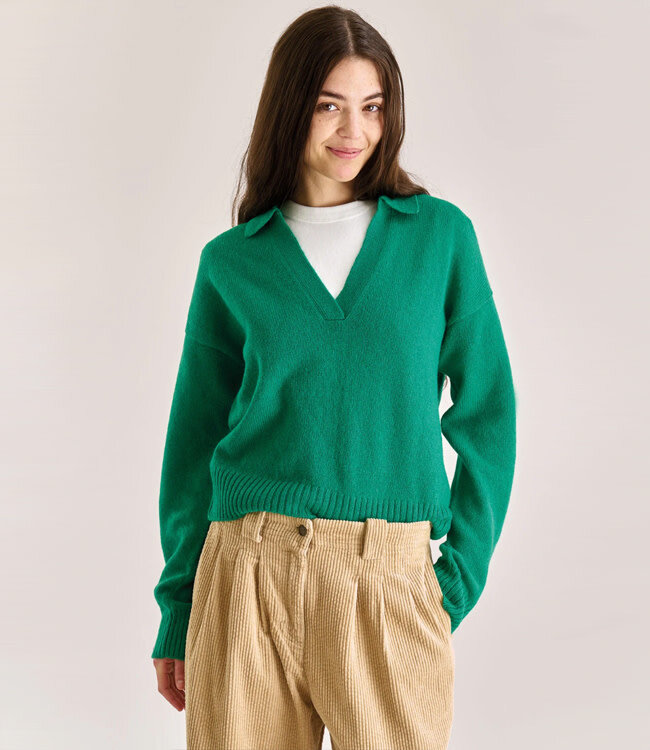 KOMODO wollen v-hals trui CONNY GREEN 100% merino wol