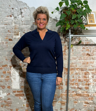 Madness MADNESS polo trui SILKE BLUE biologisch katoen en wol