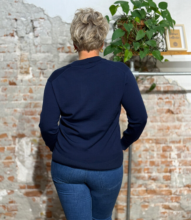 MADNESS polo trui SILKE BLUE biologisch katoen en wol