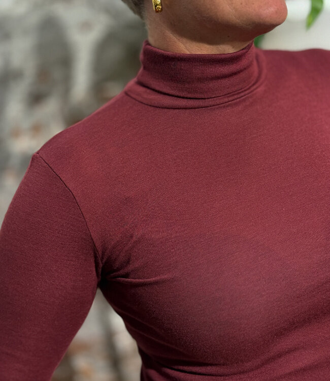 HOCOSA Wol zijde coltrui dames BORDEAUX