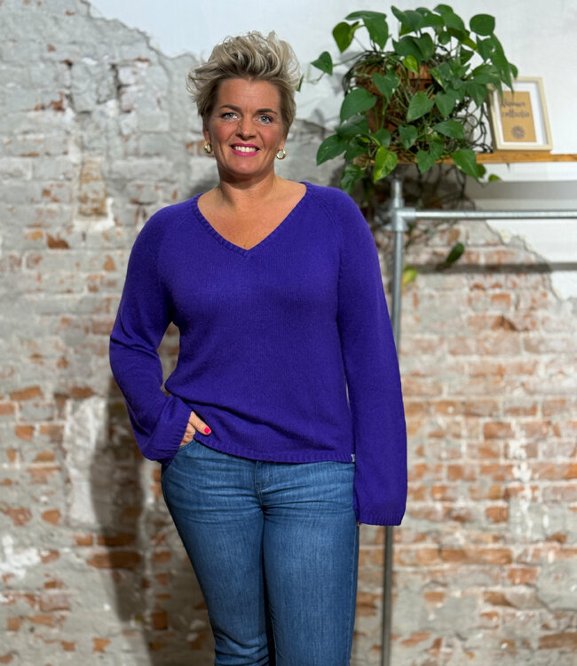KOMODO wollen v-hals trui NATTY VIOLET 100% merino