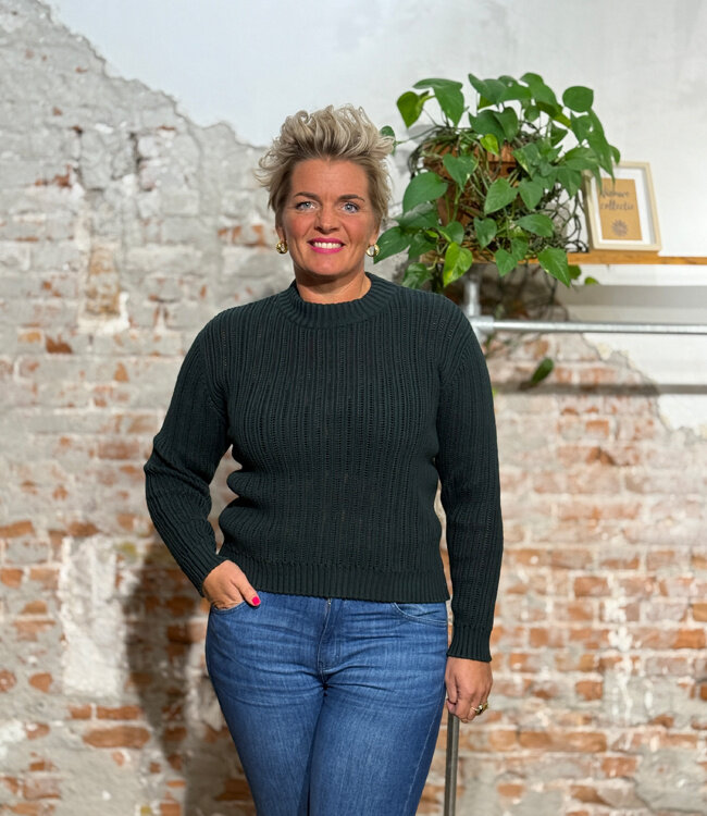 KOMODO ajour trui POSEY GREEN biologisch katoen