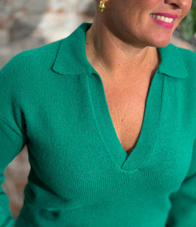 KOMODO wollen v-hals trui CONNY GREEN 100% merino wol