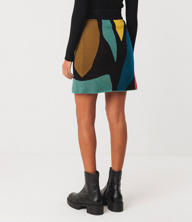SKFK gebreide rok KARIA MULTI van biologisch katoen